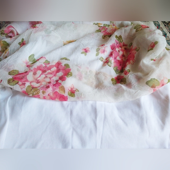 WOMEN'S PLUS SIZE 22 WHITE FLORAL DRESS SHEER SHELL FULLY LINED SLEVLES EN FOCUS - Picture 7 of 12